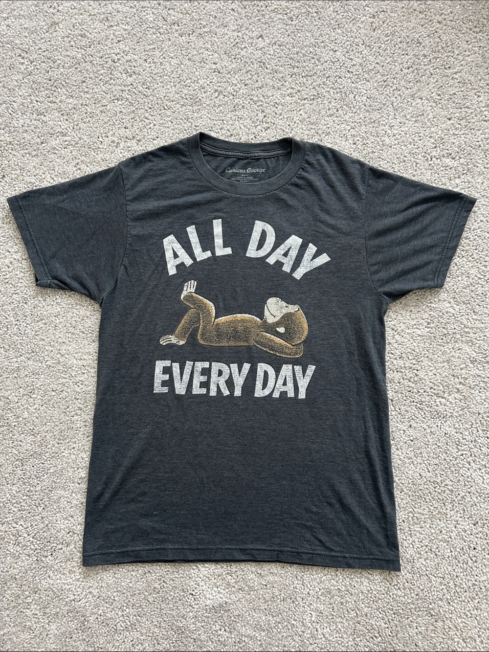 Curious George All Day Every Day vintage Style Graphic Tee - Gray